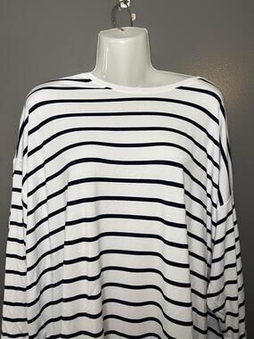 Gap Shirt Womens XXL White Stripe Boat Neck Long Sleeve Stretch Tunic Top